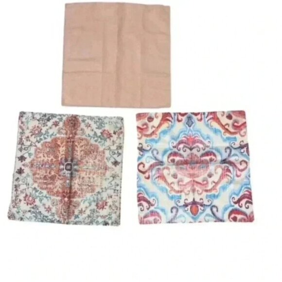 Set of 3 18x18 Western Native American Blue/Peach Pillow Covers Boho Aztec Throw - Picture 6 of 6